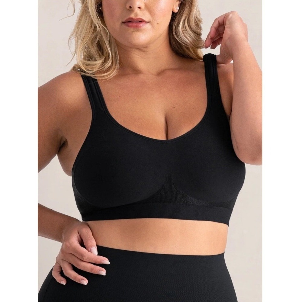 Truekind Women's Black Breathable Daily‎ Comfort Wireless Shaper Bra Size L